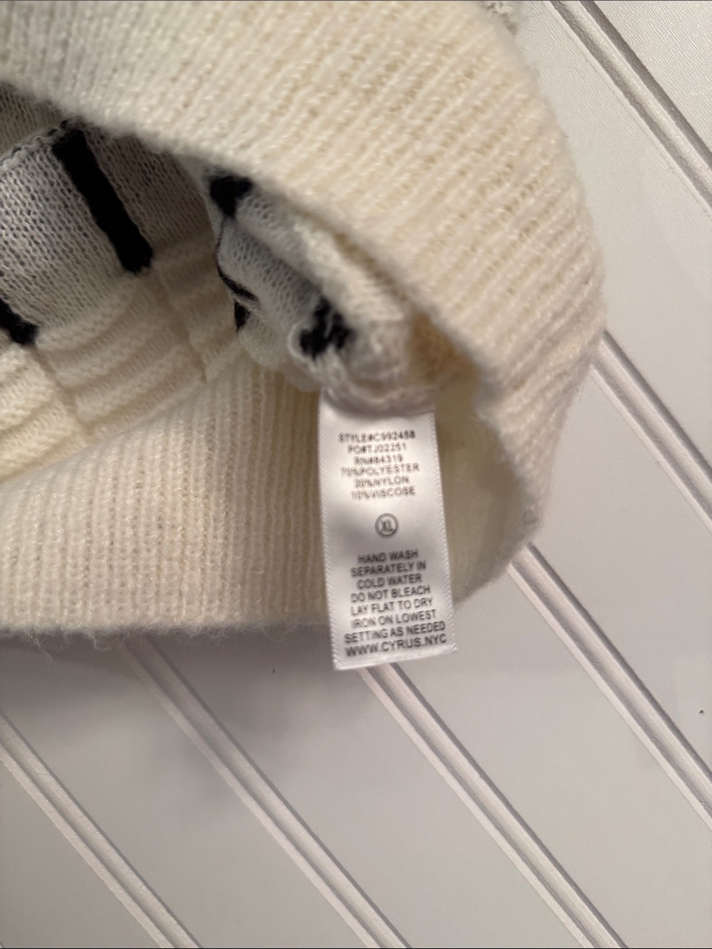 NWT Cyrus Chunky Textured Windowpane Crewneck Sweater XL Cream Black - Picture 4 of 9